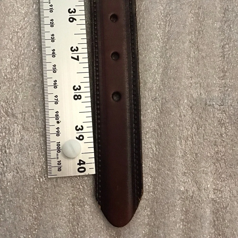 Brown Top Grain Cowhide Genuine Leather Belt Made In Hong Kong Mens Size 38